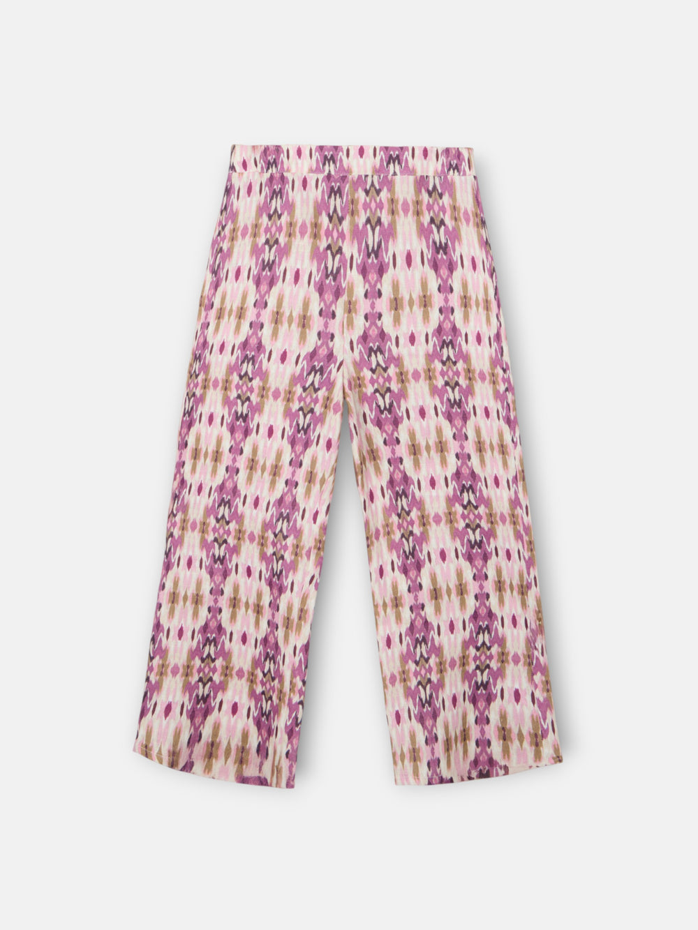 Girl's linen pants with ikat rose print