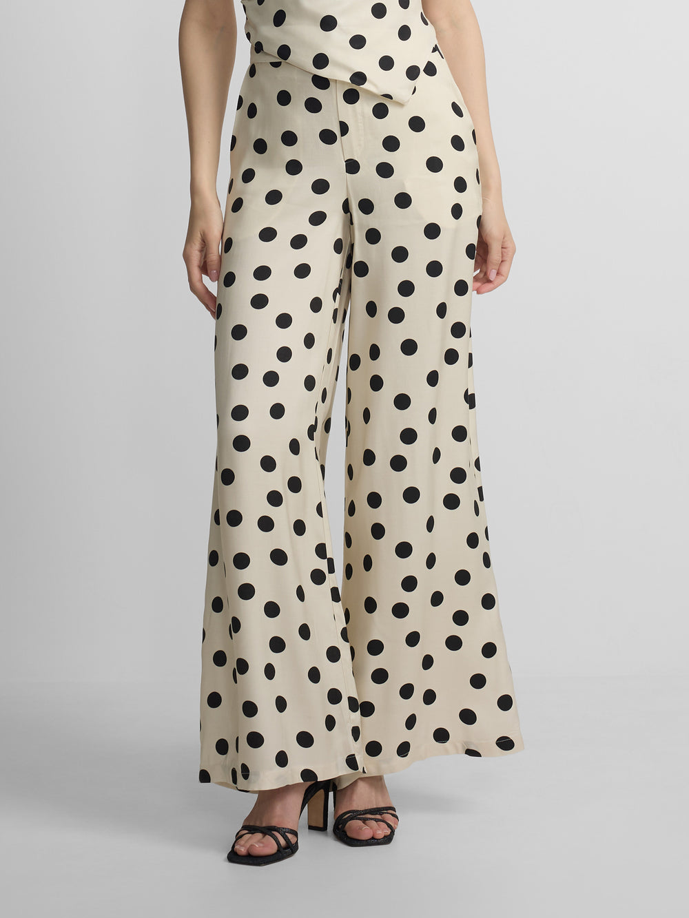 Pantalon vestir palazzo lunares negro