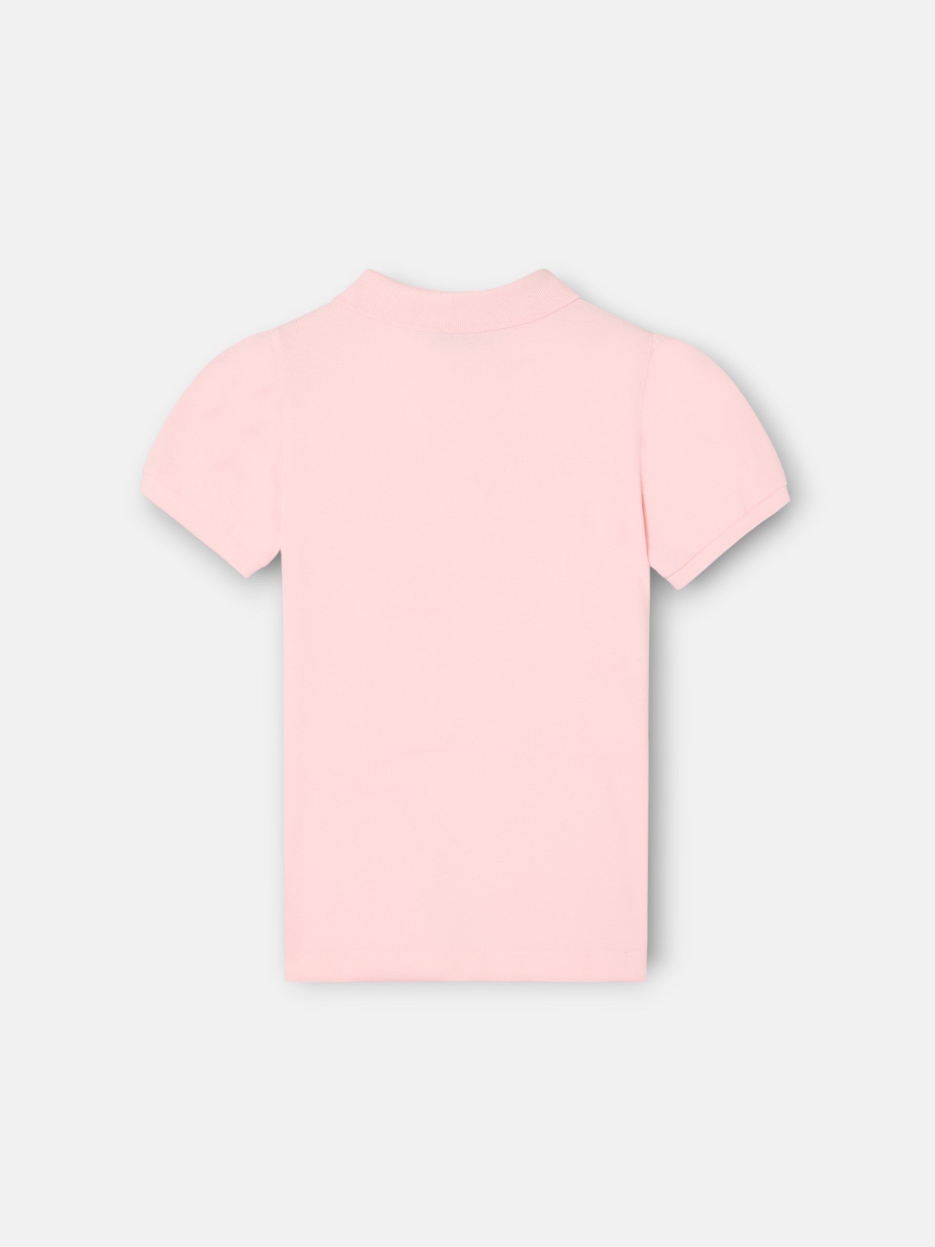 Polo de menina com manga bufante rosa claro