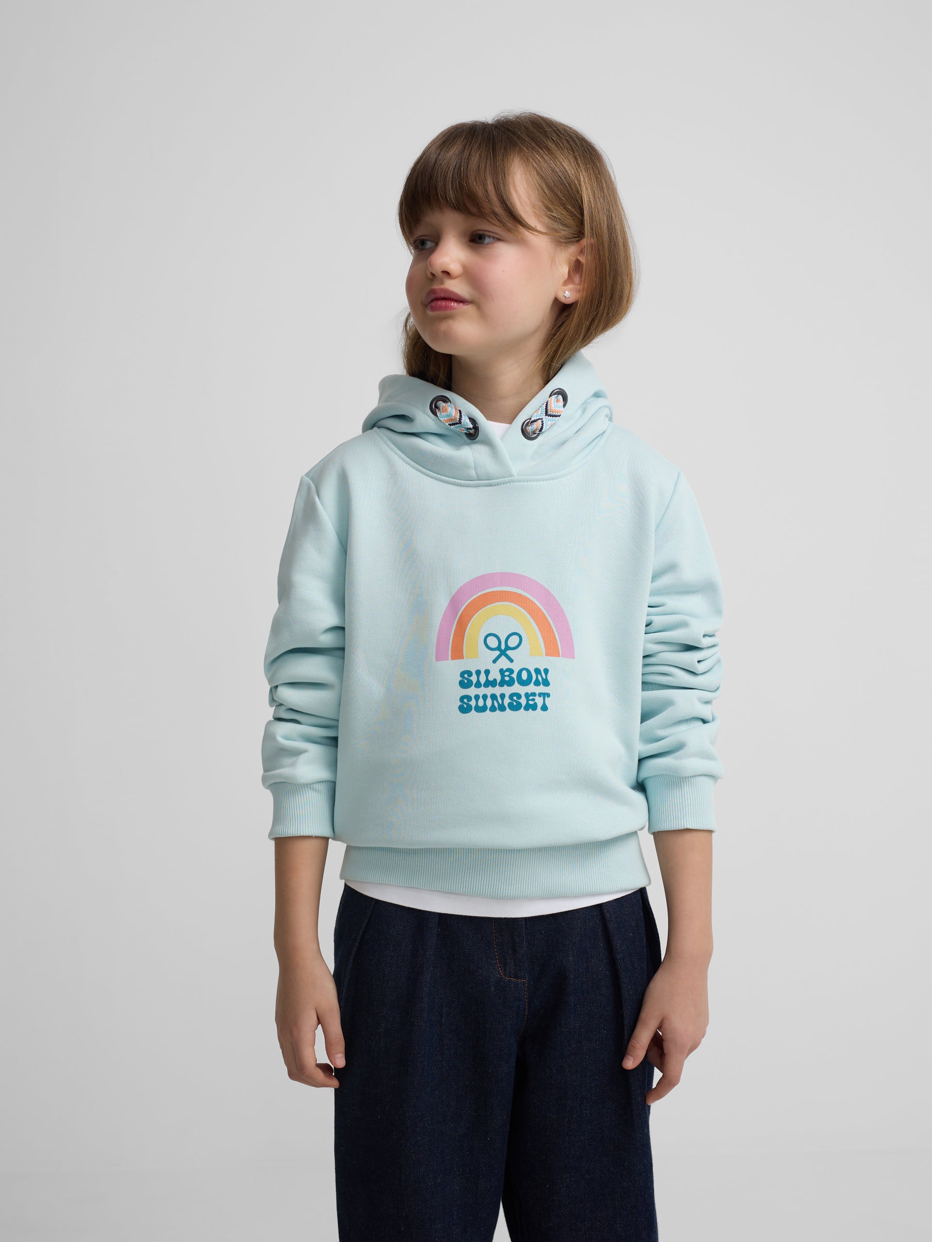 Sudadera girl capucha silbon sunset celeste
