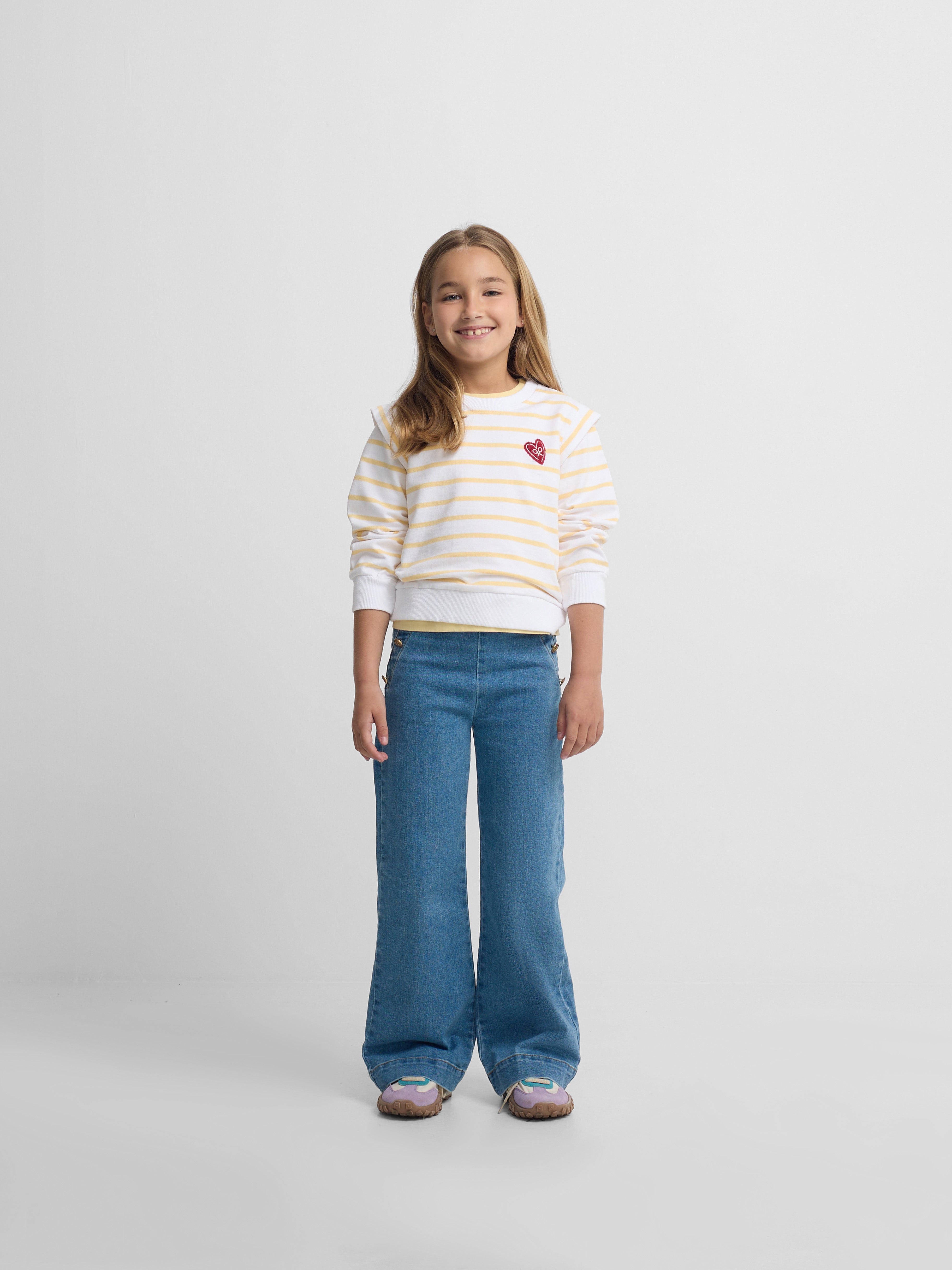 Sweatshirt girl ombreiras amarelo e cru
