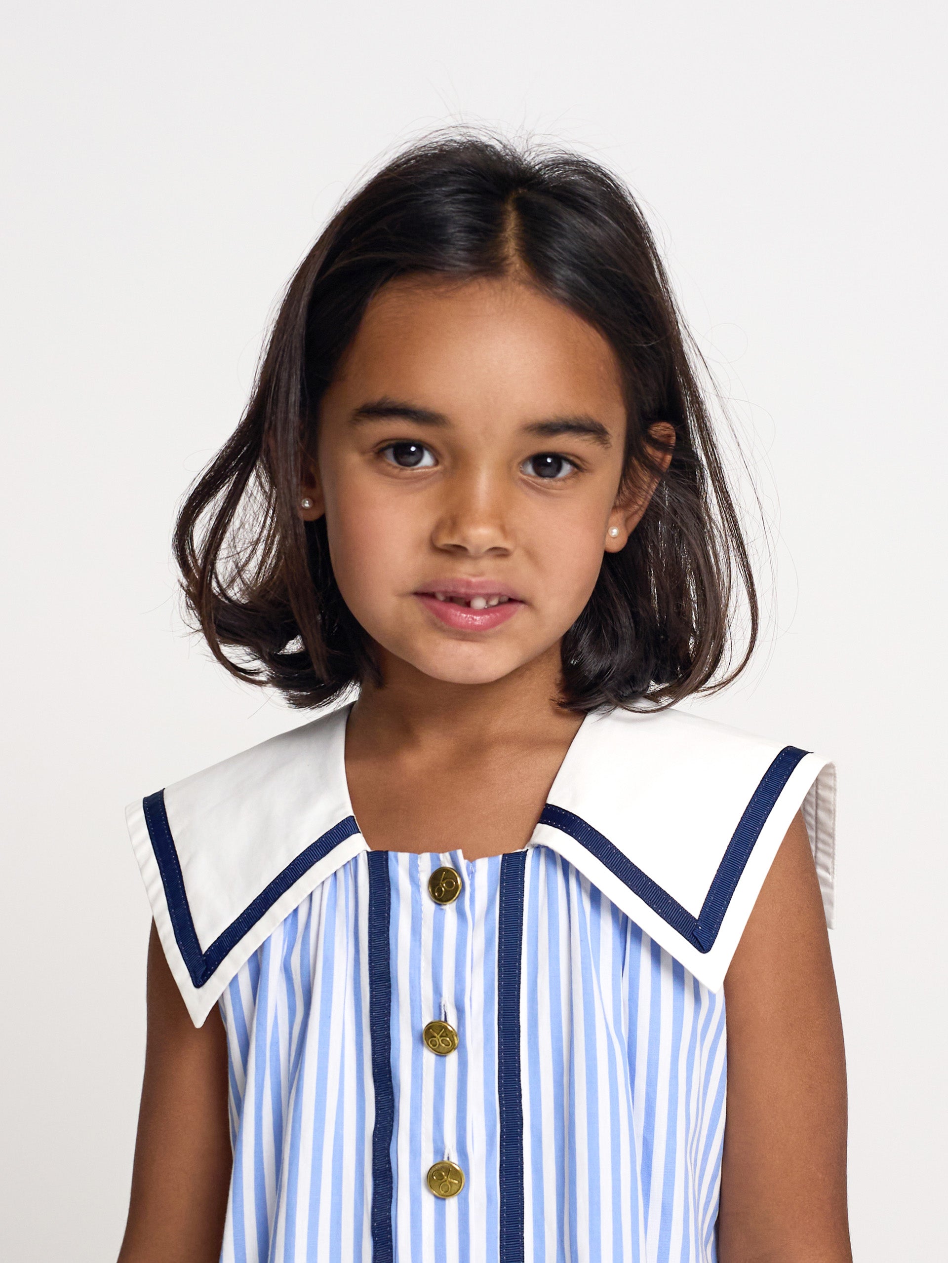 Vestido de menina marinheiro riscas azuis