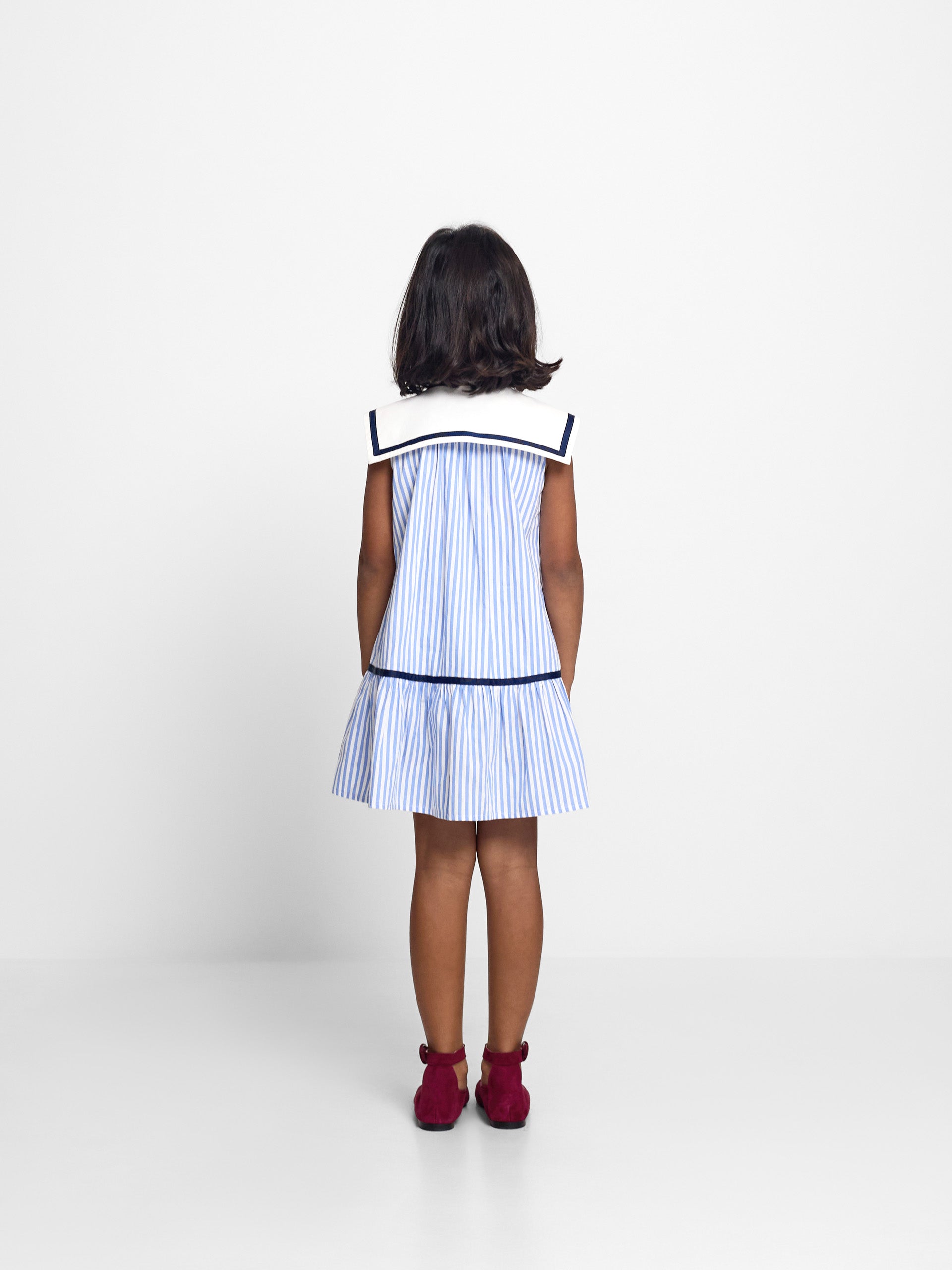 Vestido de menina marinheiro riscas azuis