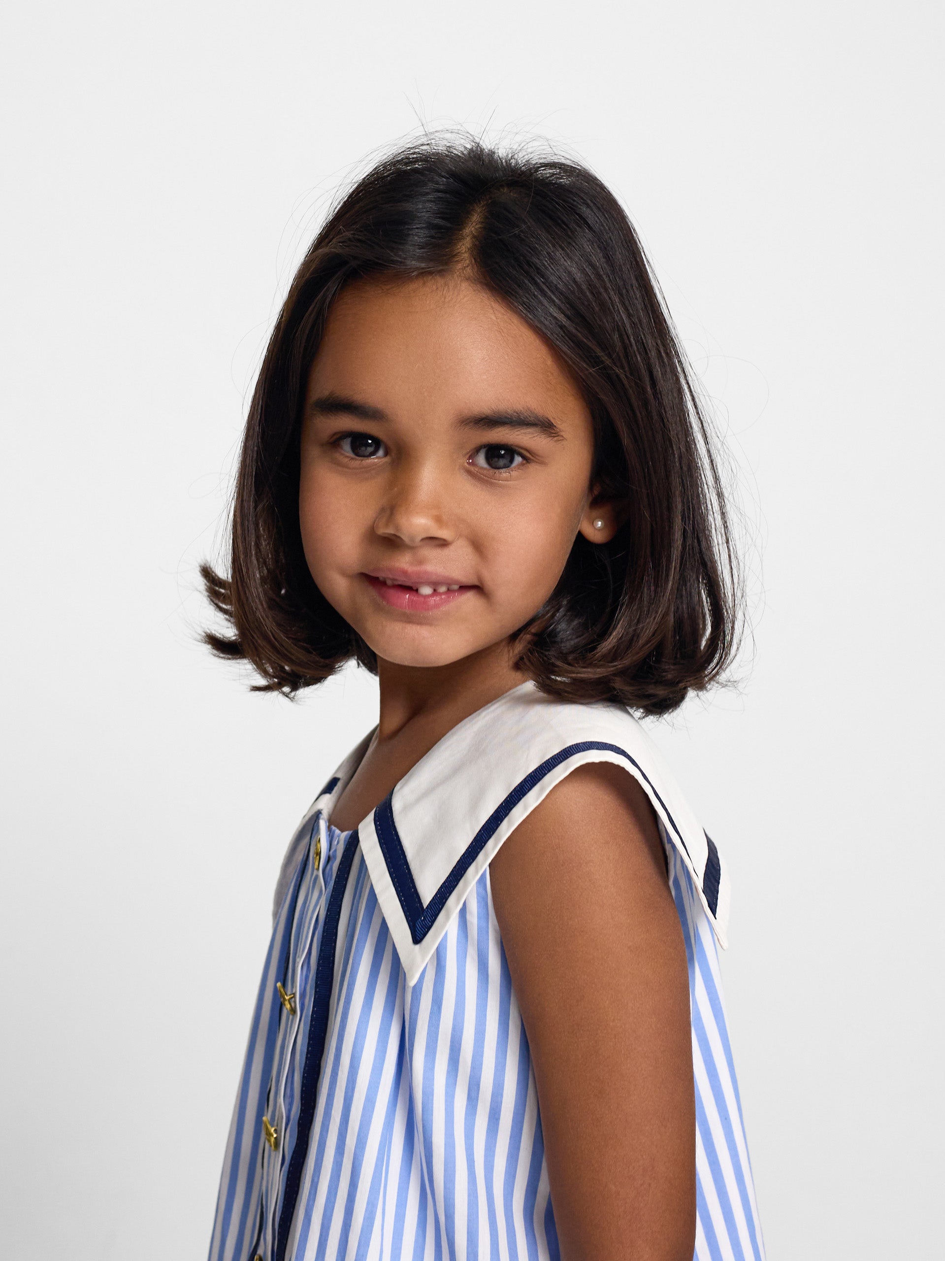 Vestido de menina marinheiro riscas azuis