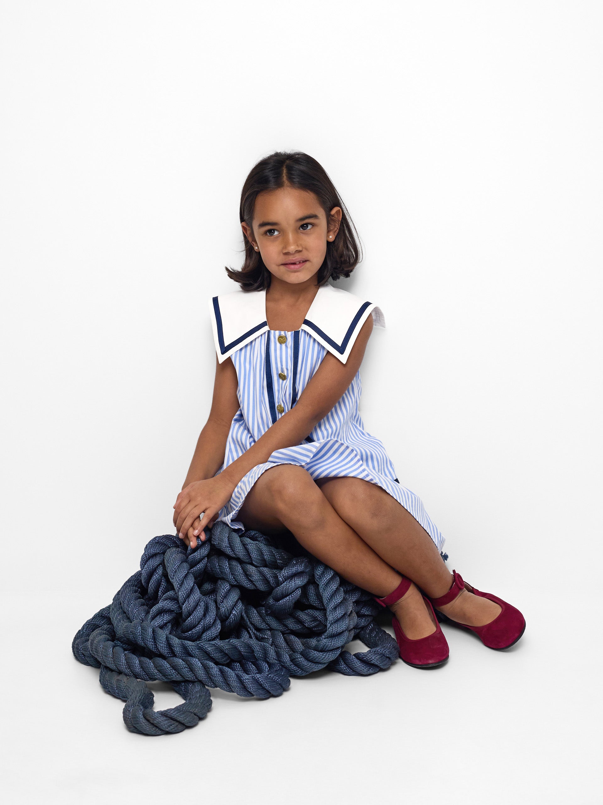 Vestido de menina marinheiro riscas azuis