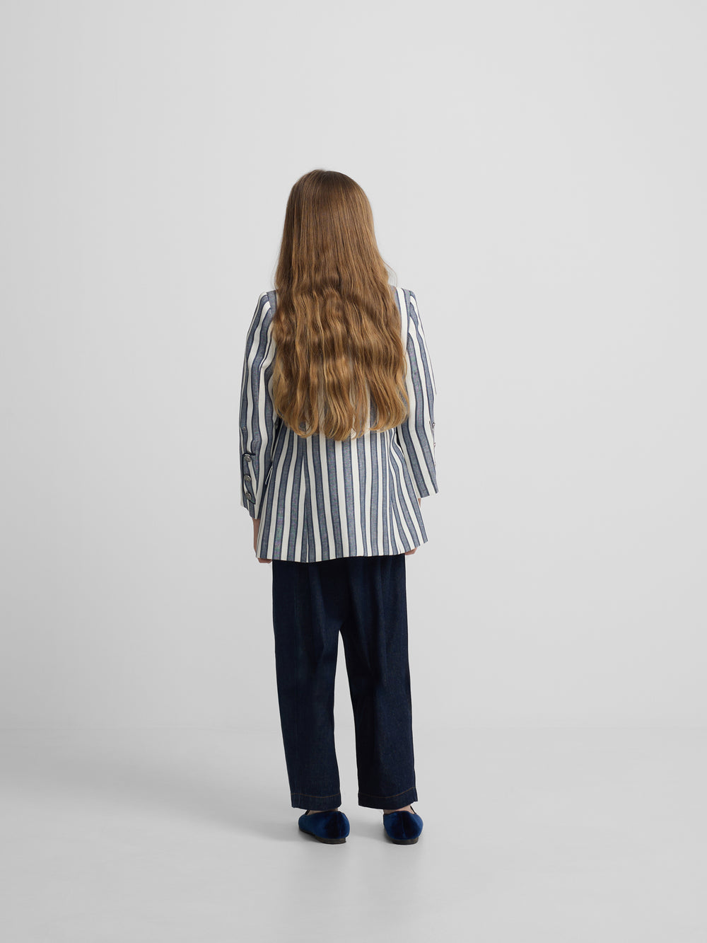 Navy blue striped sailor girl blazer