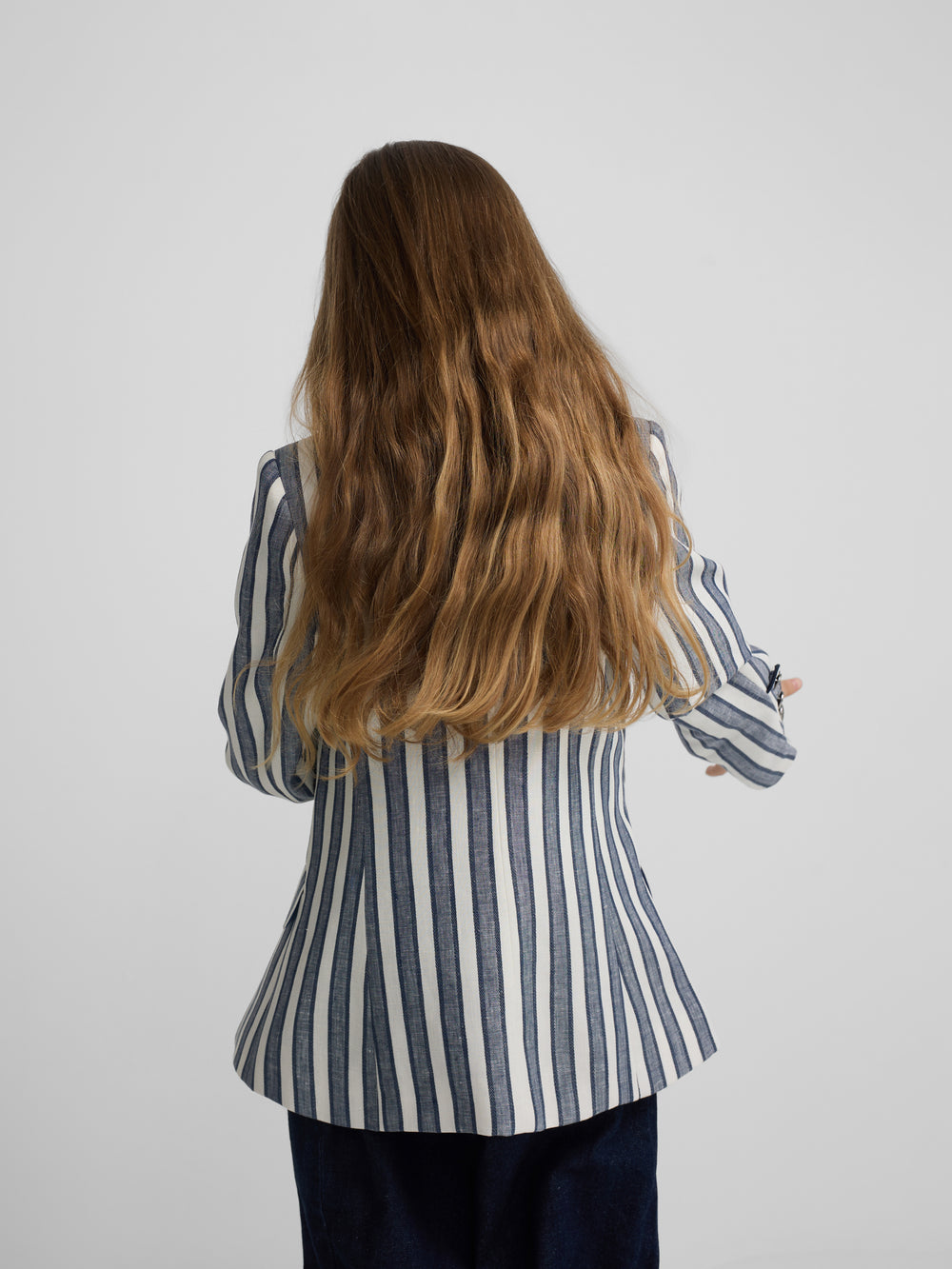 Navy blue striped sailor girl blazer
