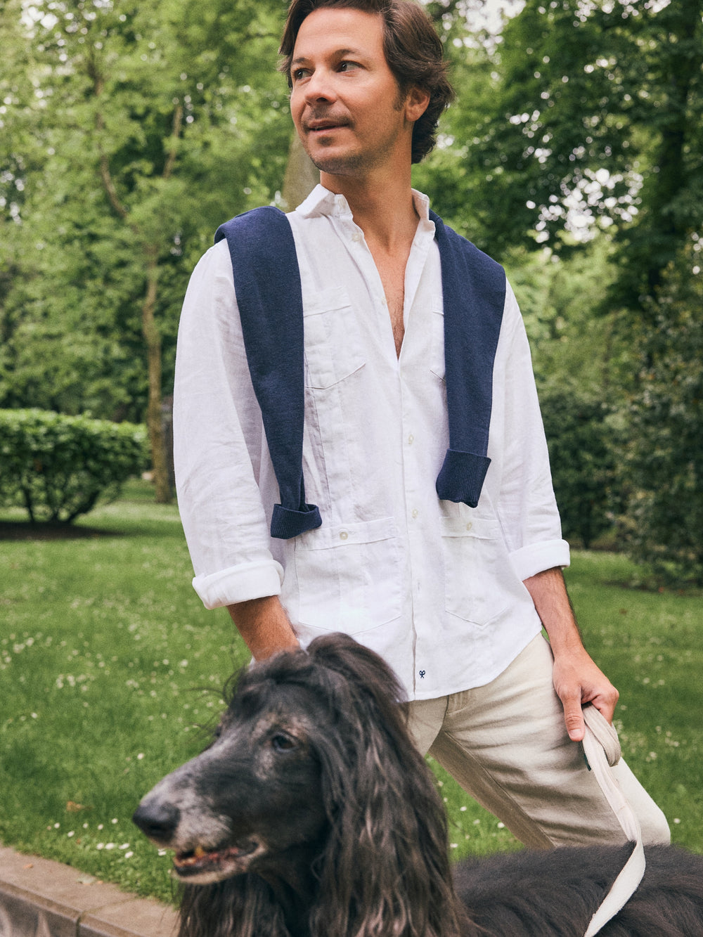 Guayabera sport en lin blanc