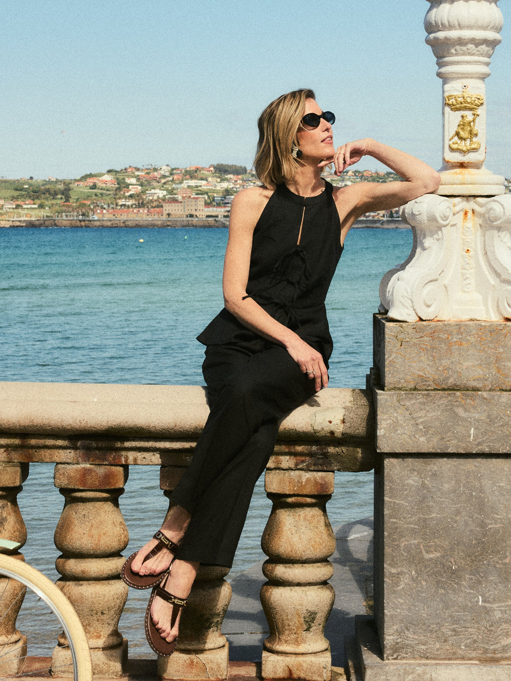 Pantalon lino negro