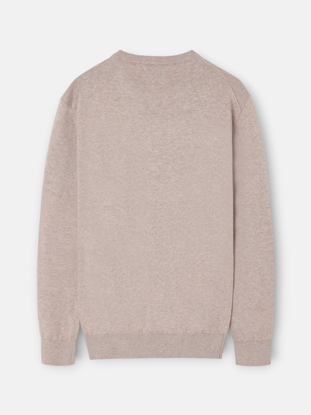 Plain sweater with crew neck in medium beige