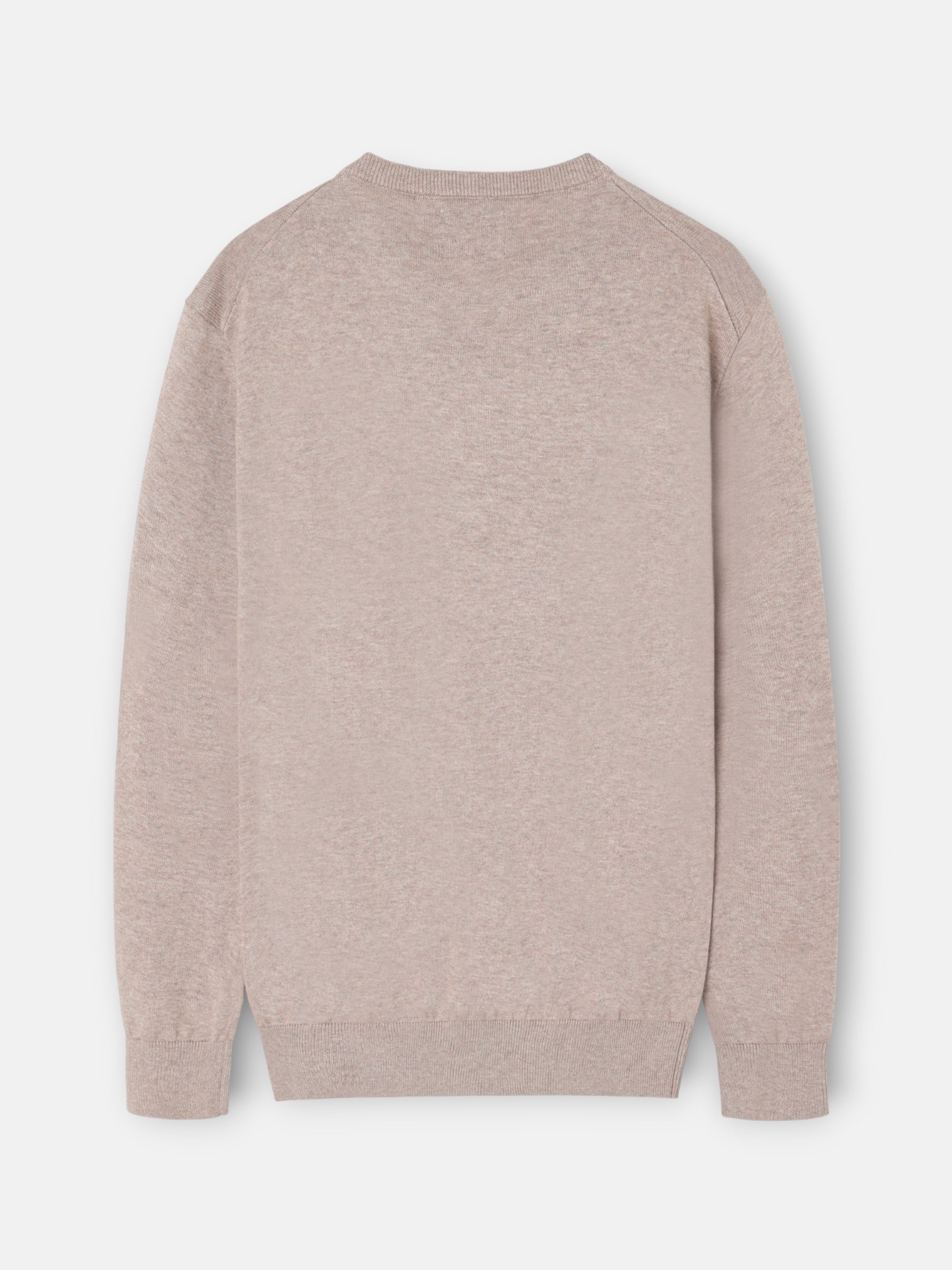 Plain sweater with crew neck in medium beige