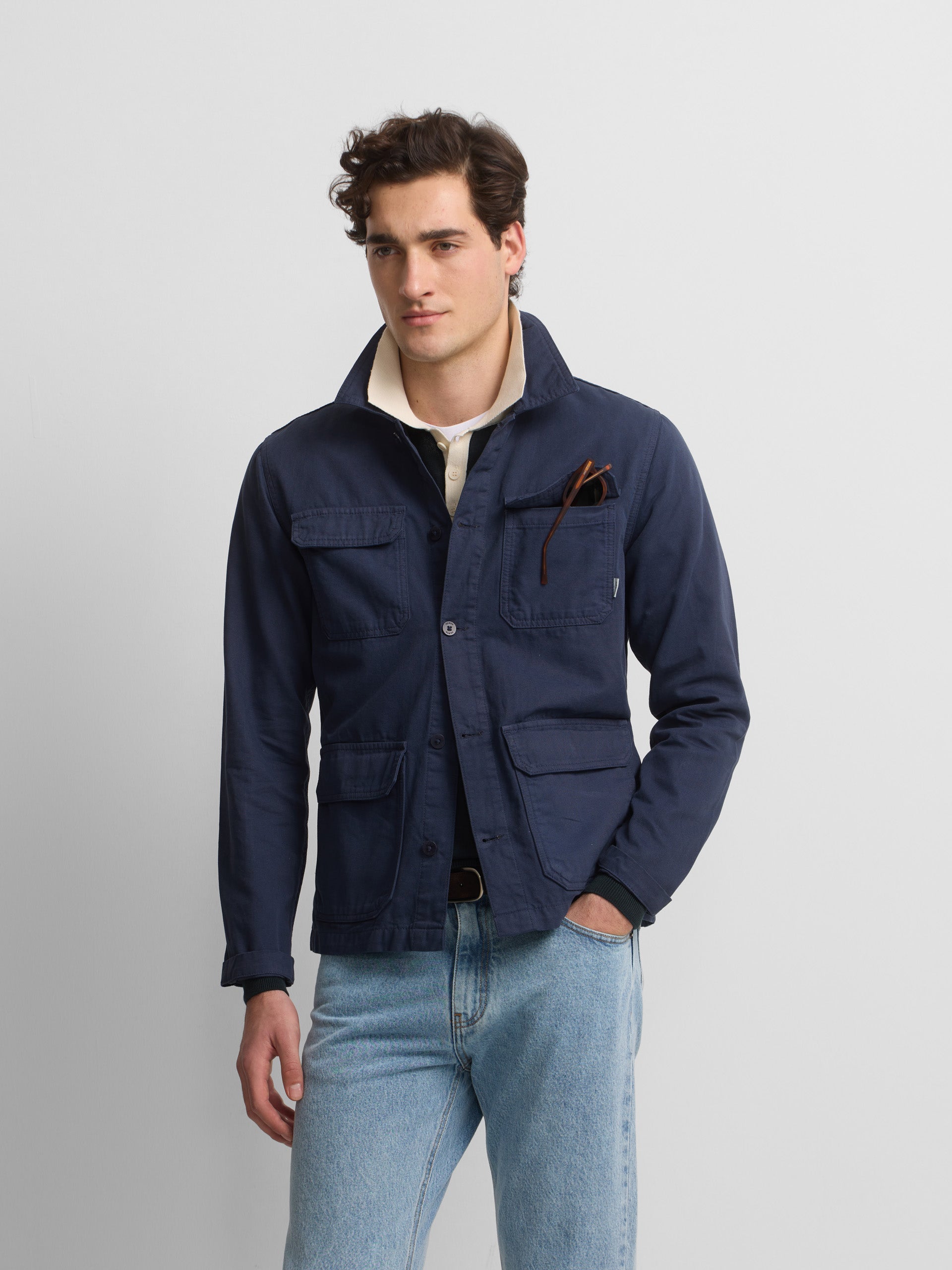 Cruise navy blue overshirt with pockets