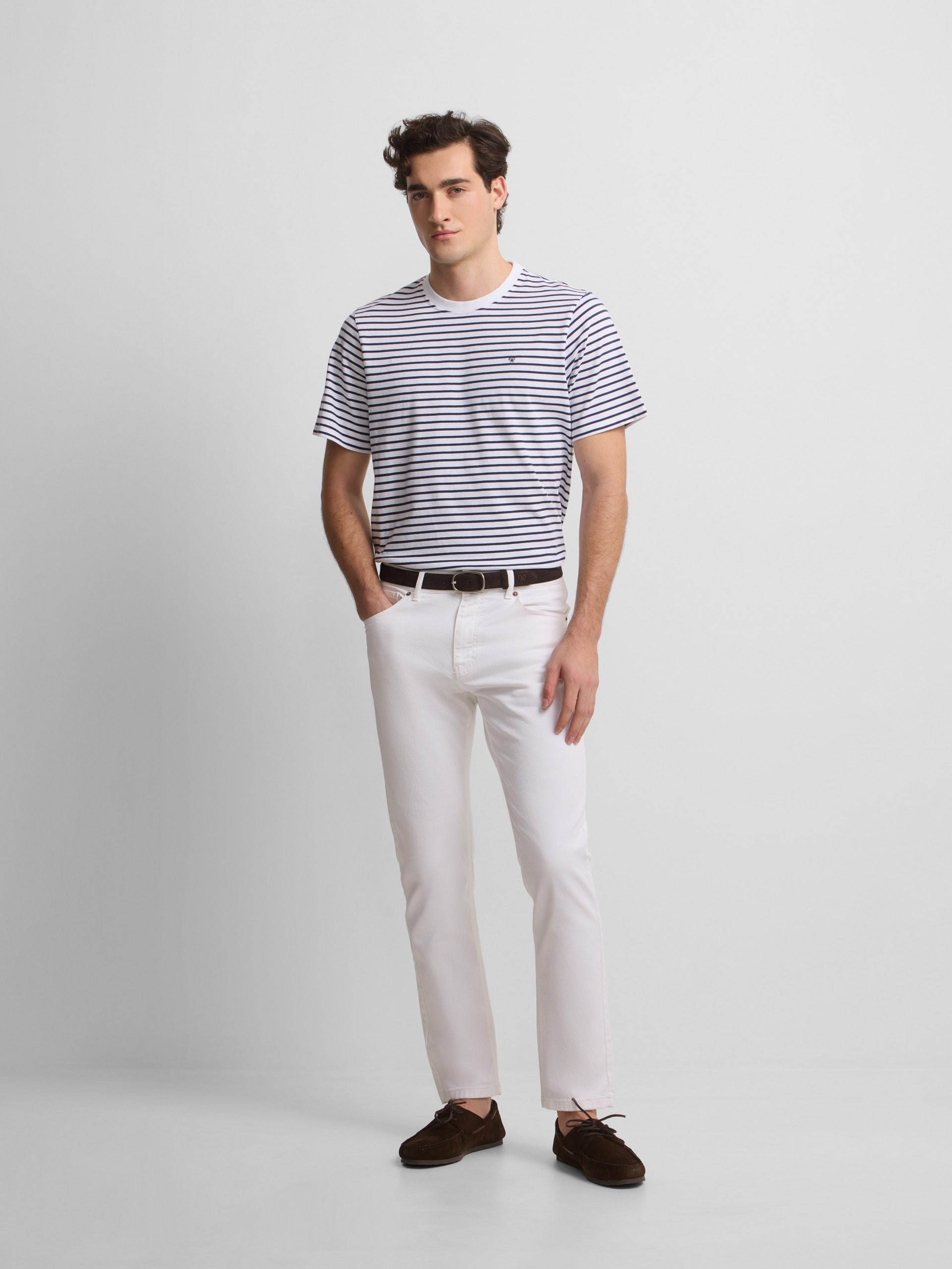 White fine striped cruise t-shirt