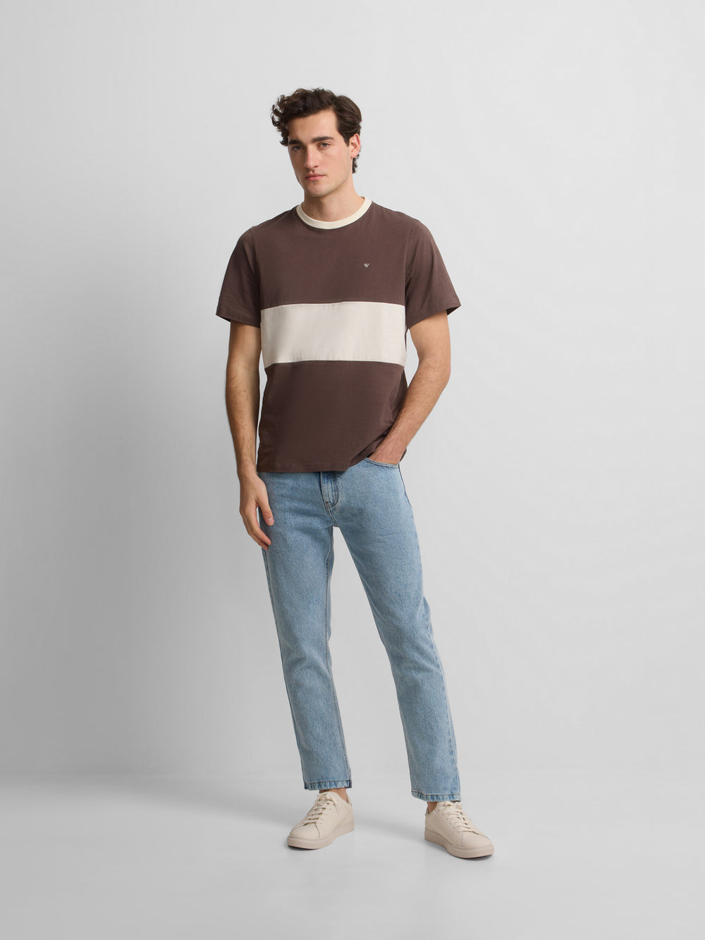 T-shirt risca horizontal cruise castanha