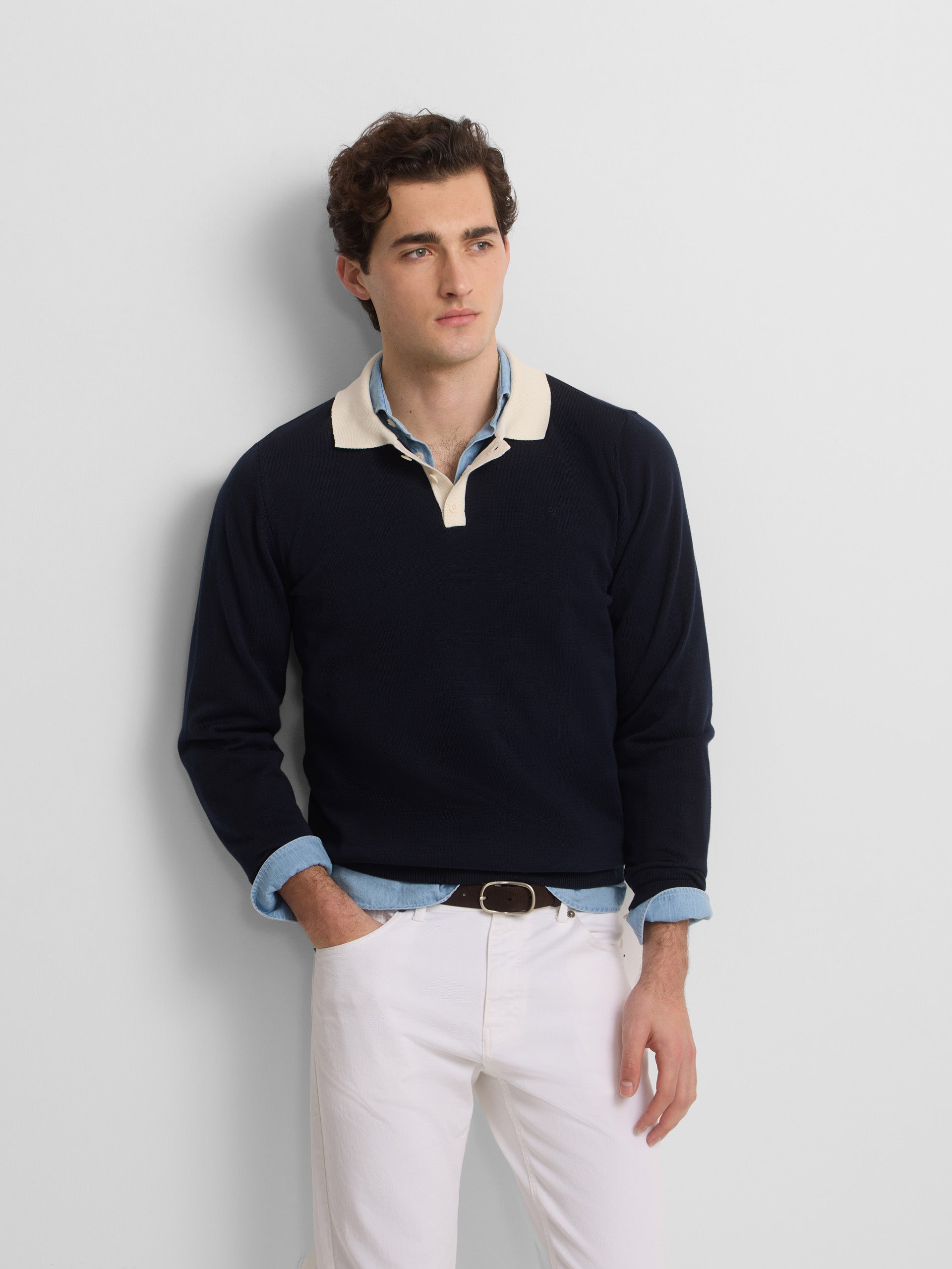 Jersey cuello polo cruise azul marino