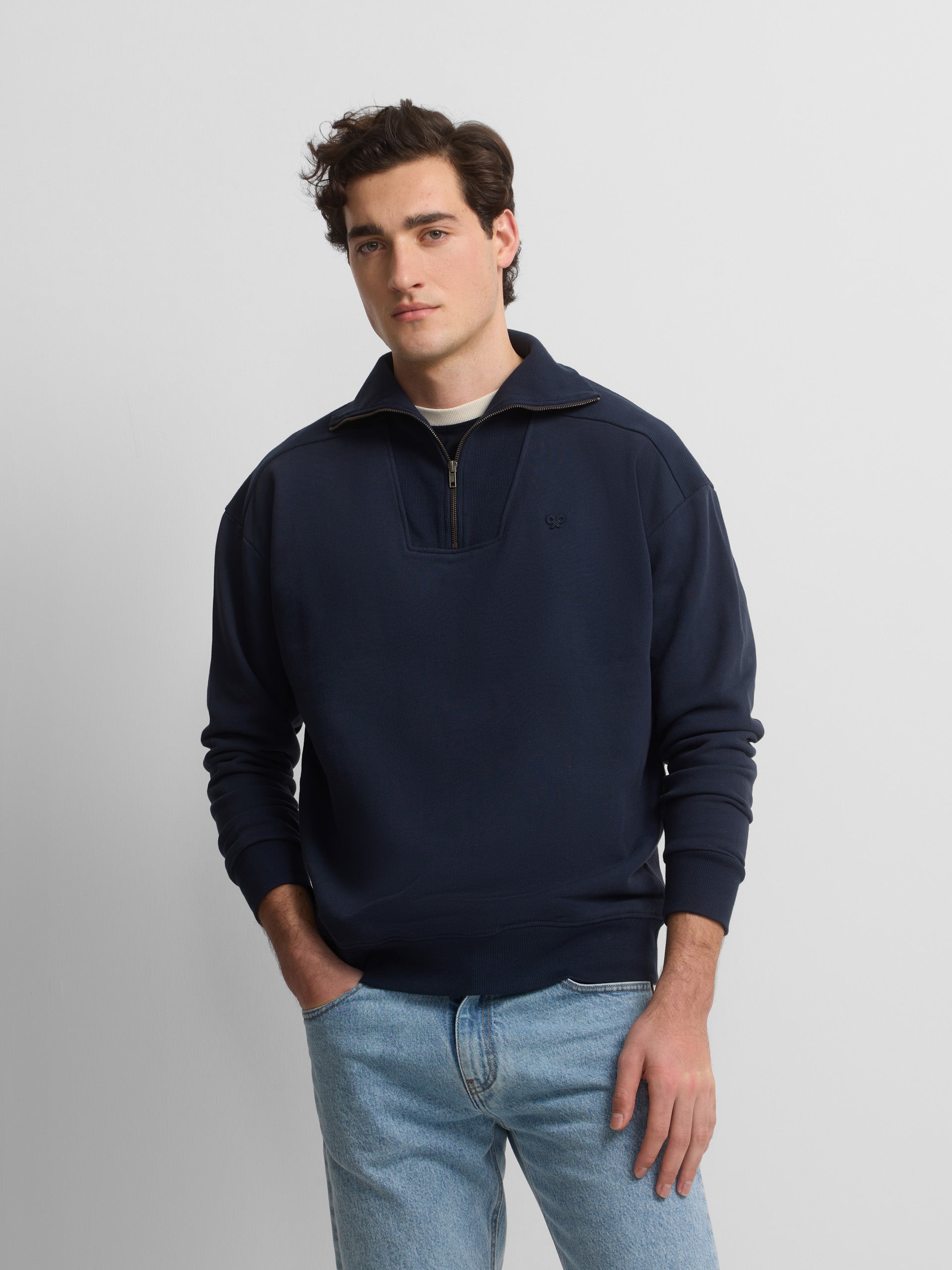 Navy blue cruise half-zip sweatshirt