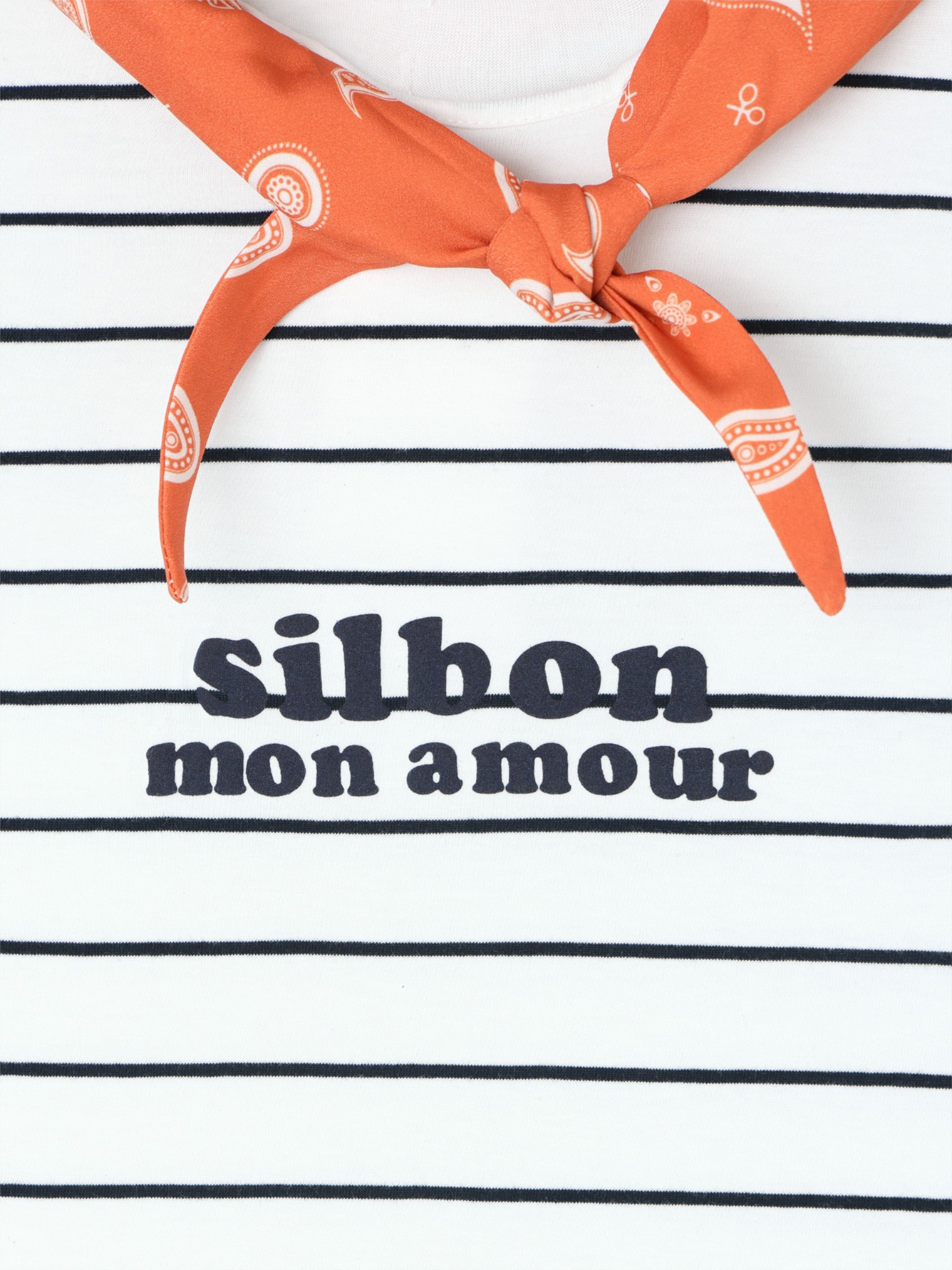 Camiseta woman aplique silbon bandana azul