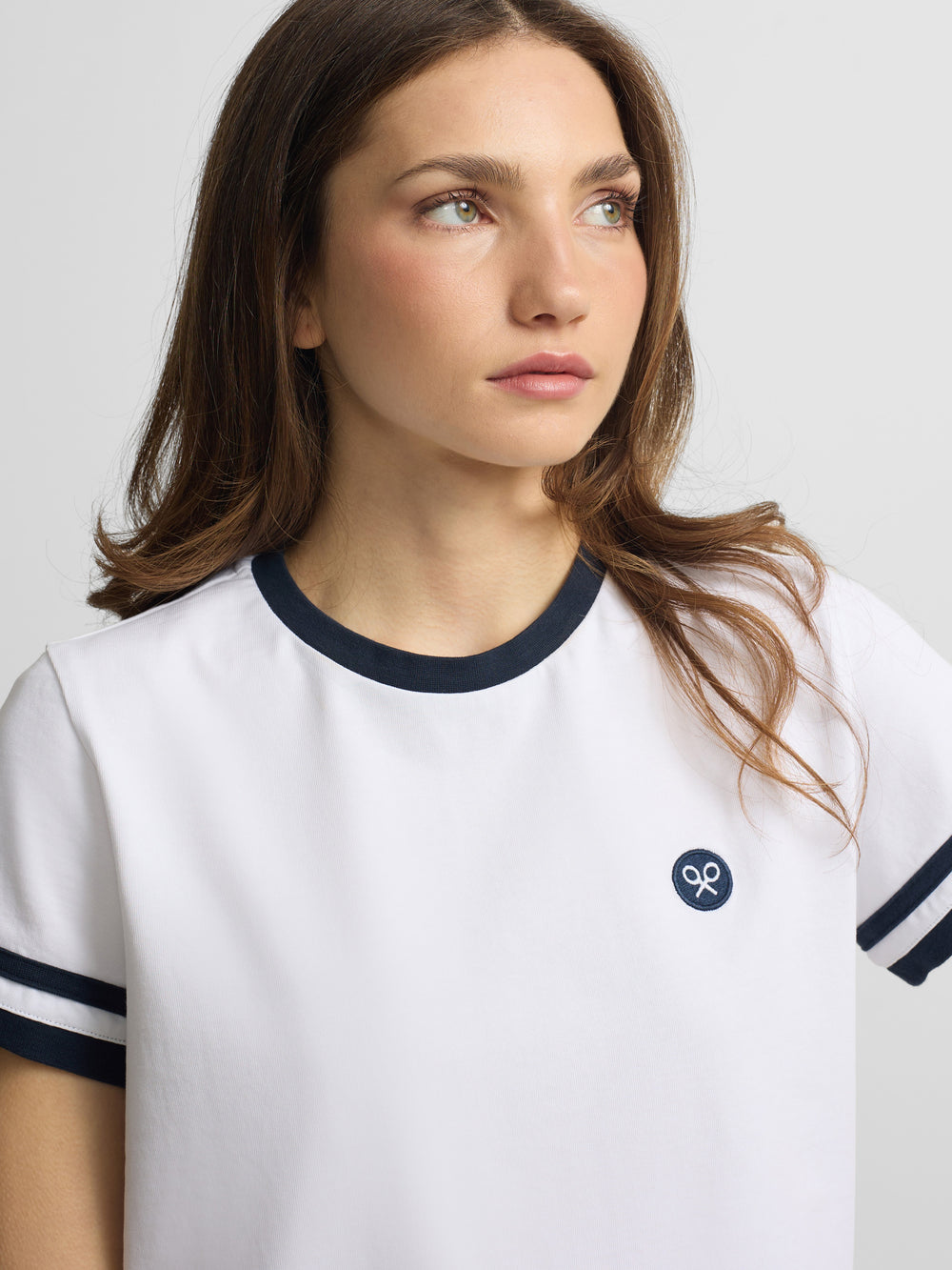 Camiseta woman parche escudo silbon blanca