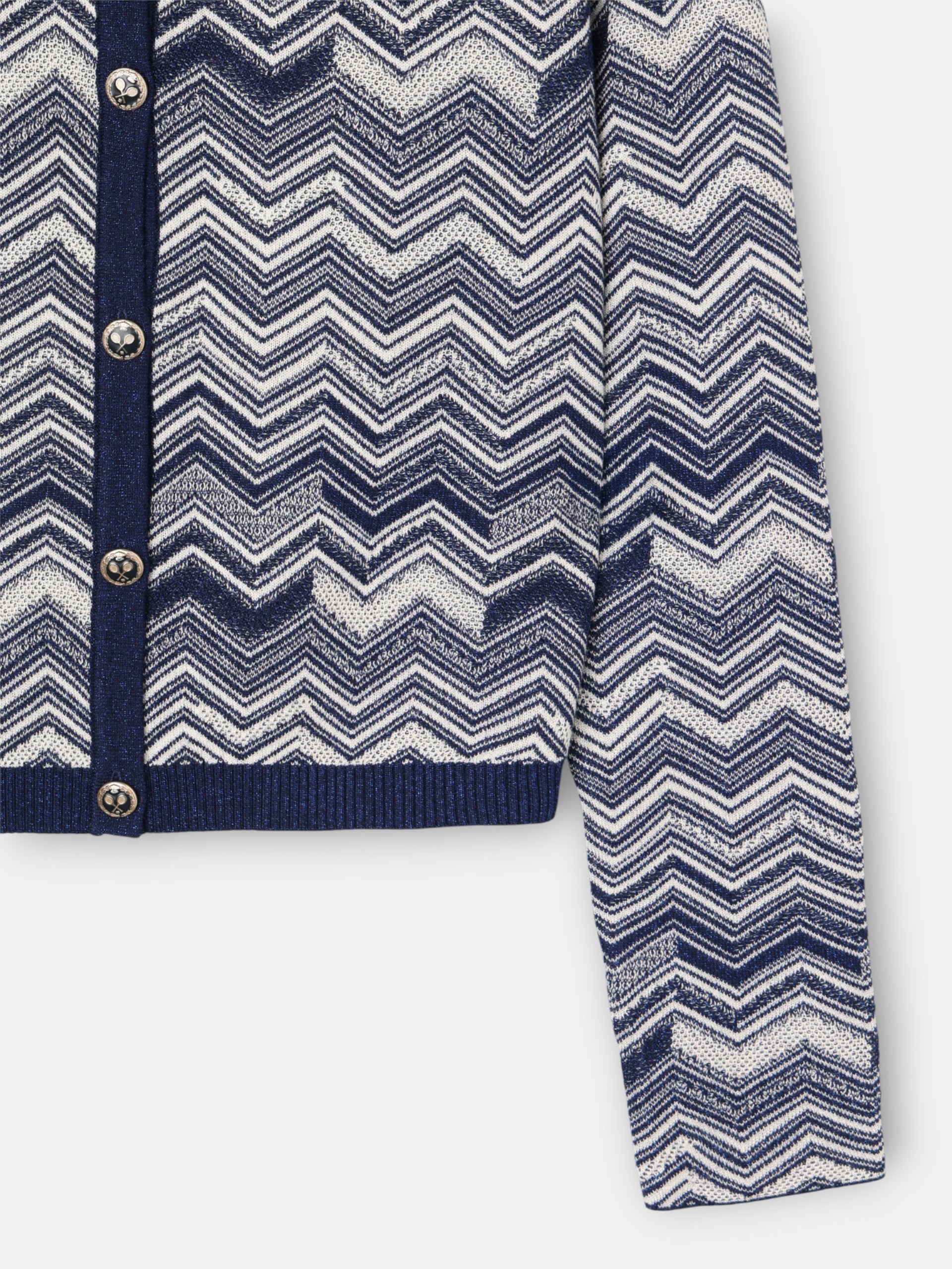 Cardigan long à chevrons bleus