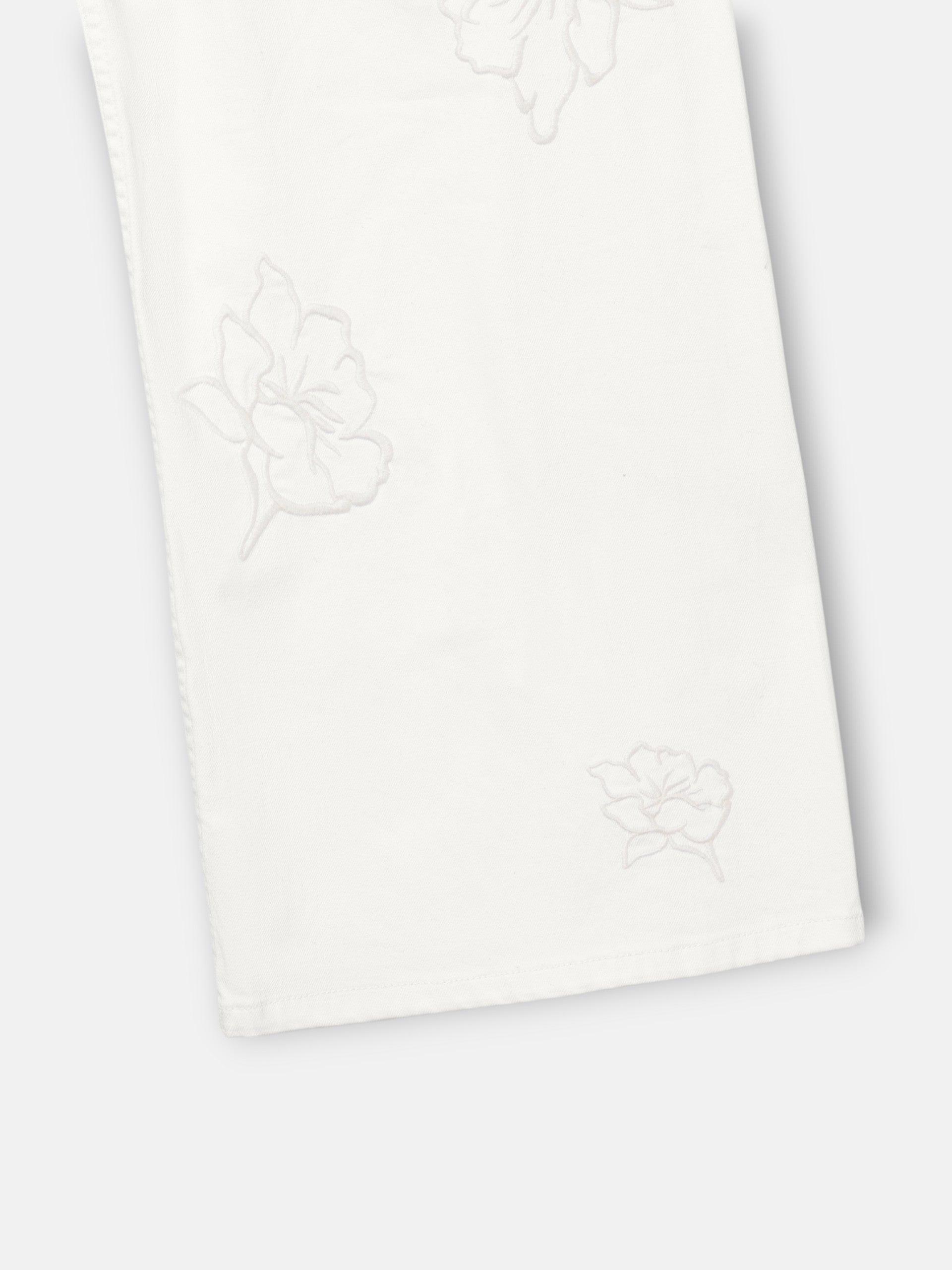 Pantalon bordados flores crudo