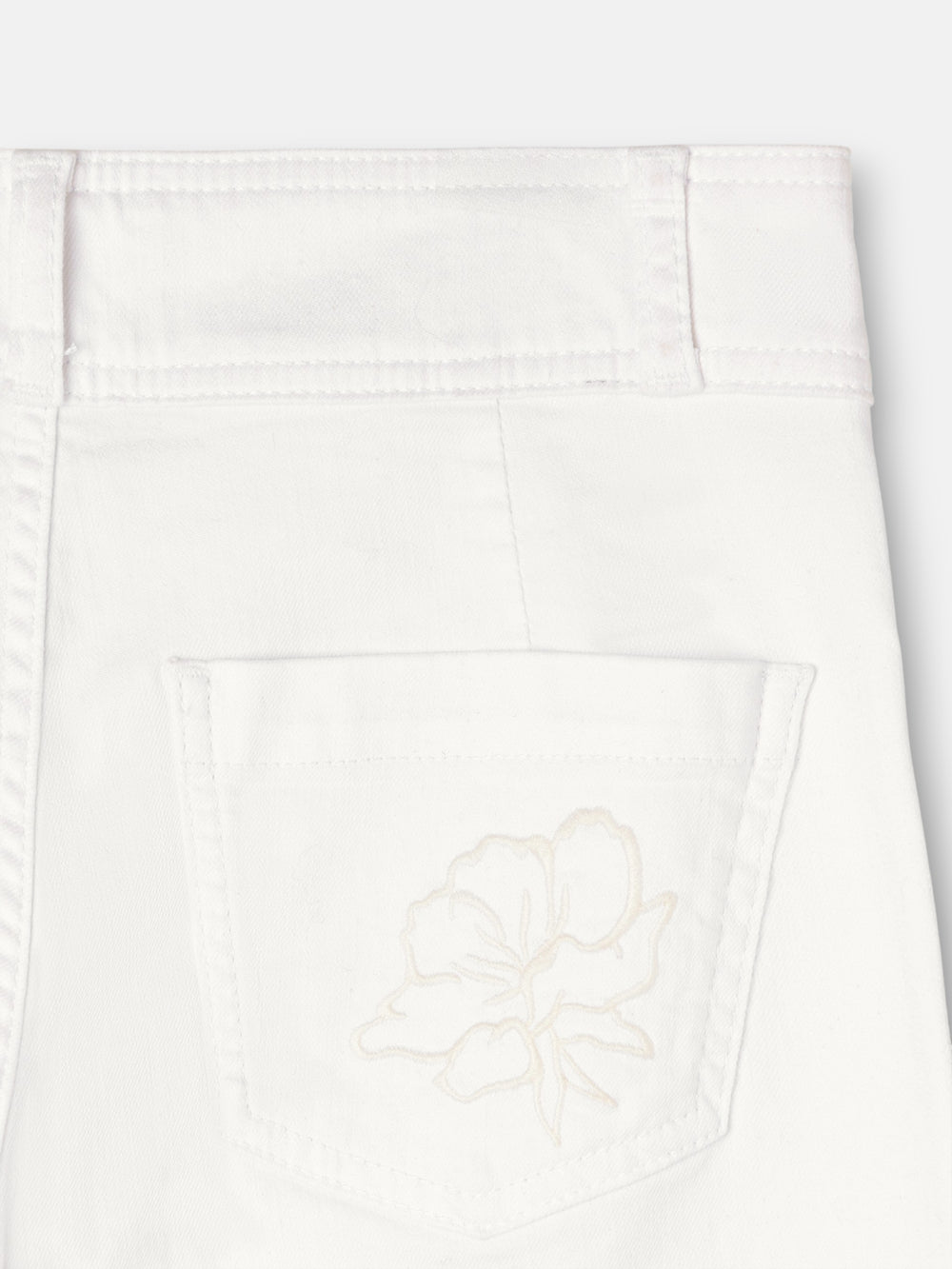 Pantalon bordados flores crudo