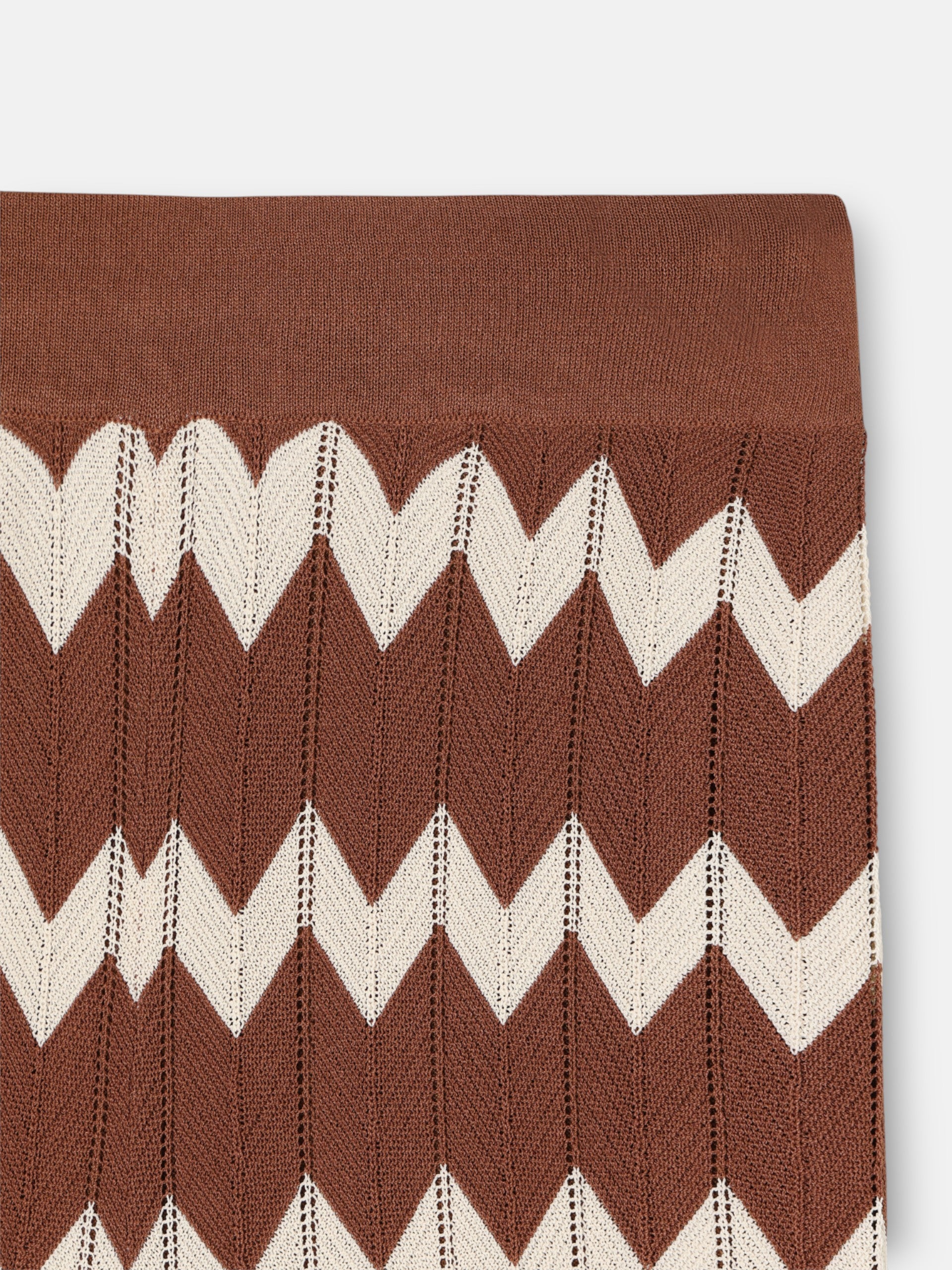 Pantalon en maille à chevrons marron
