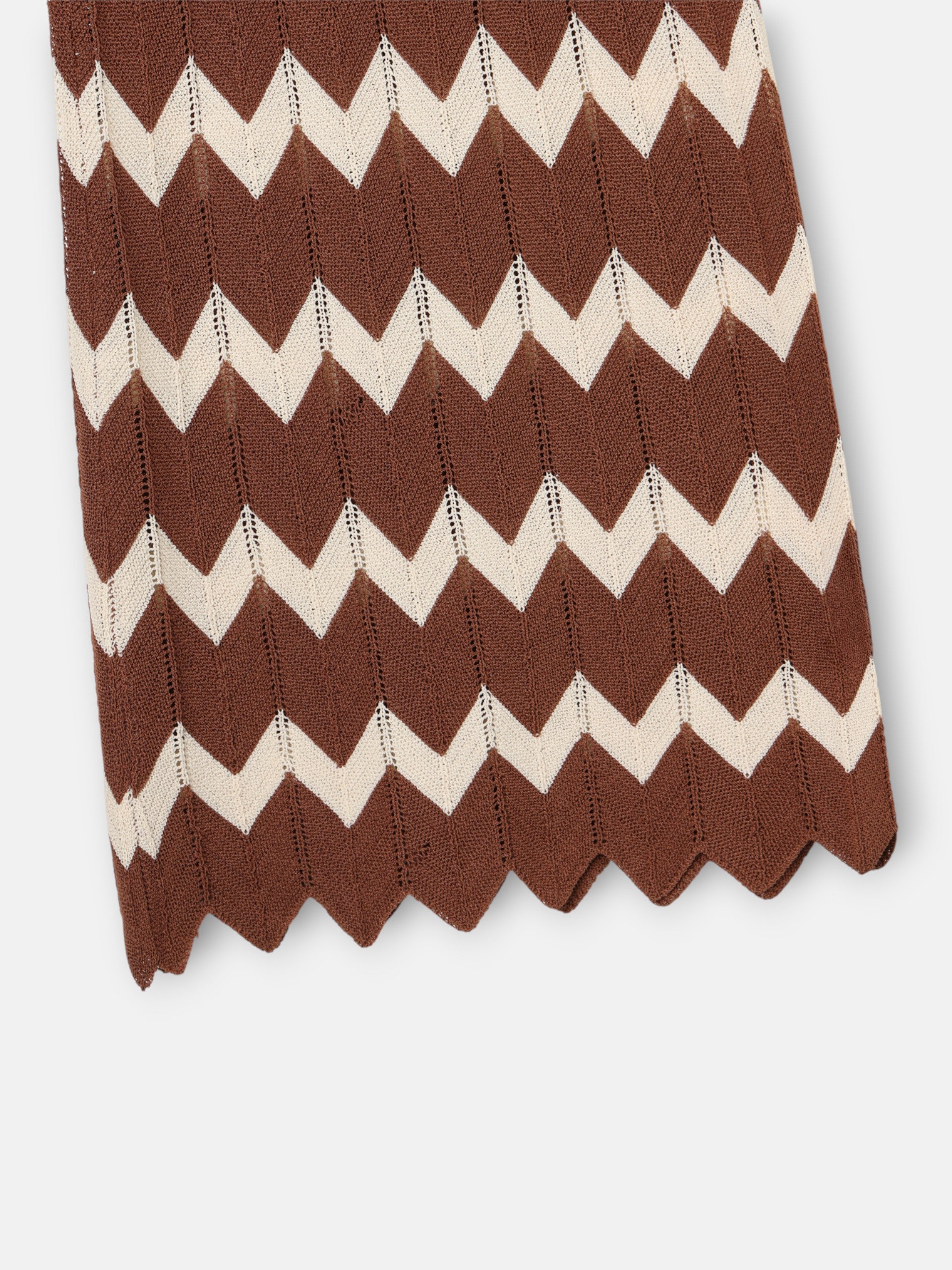 Pantalon en maille à chevrons marron