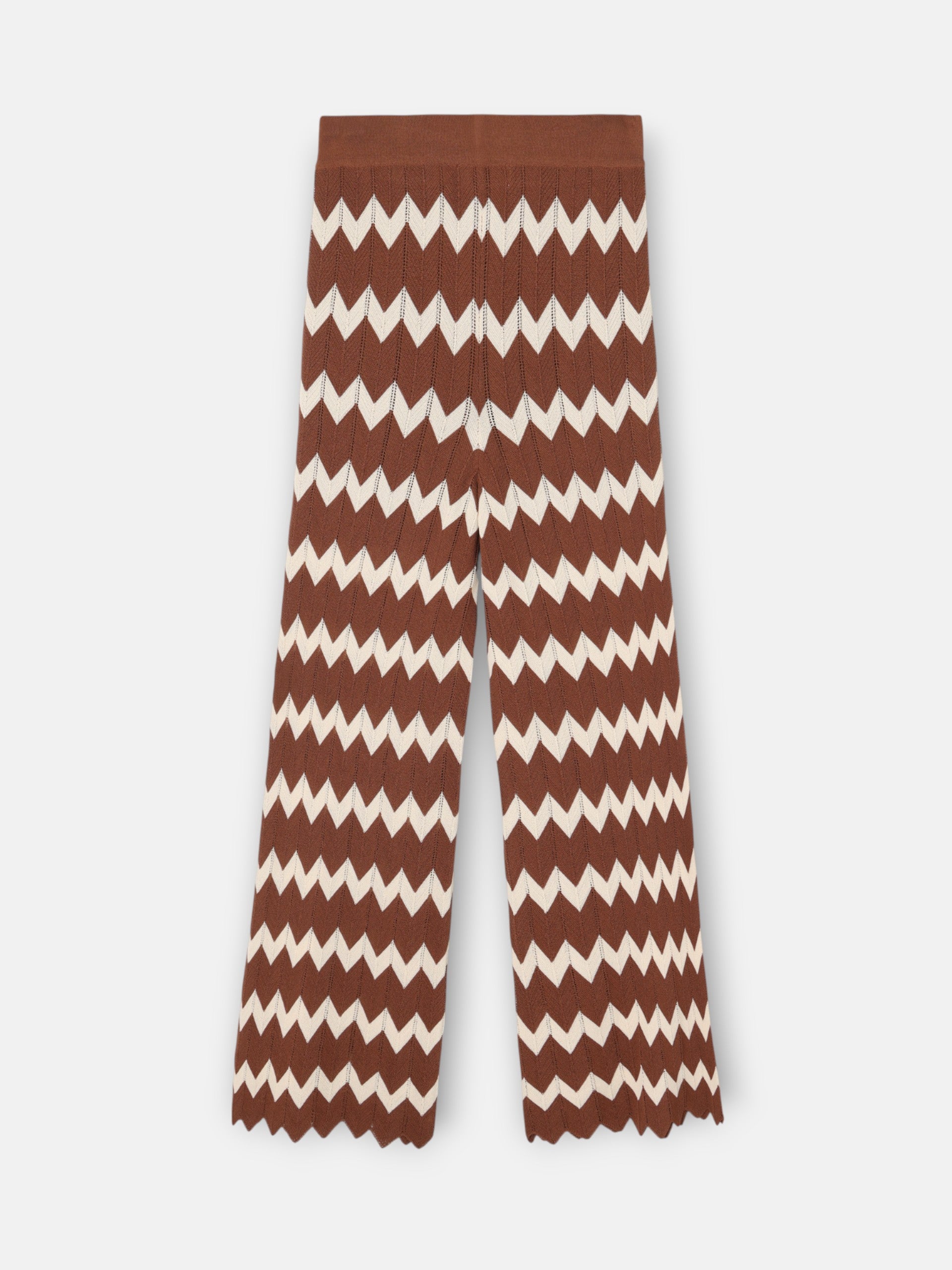 Pantalon en maille à chevrons marron