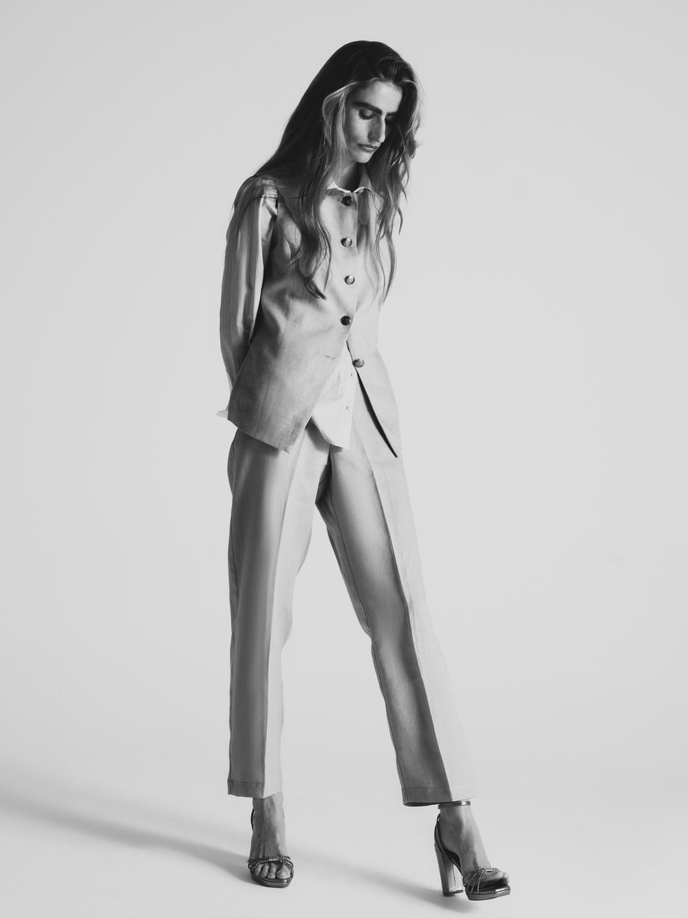 Beige linen trousers