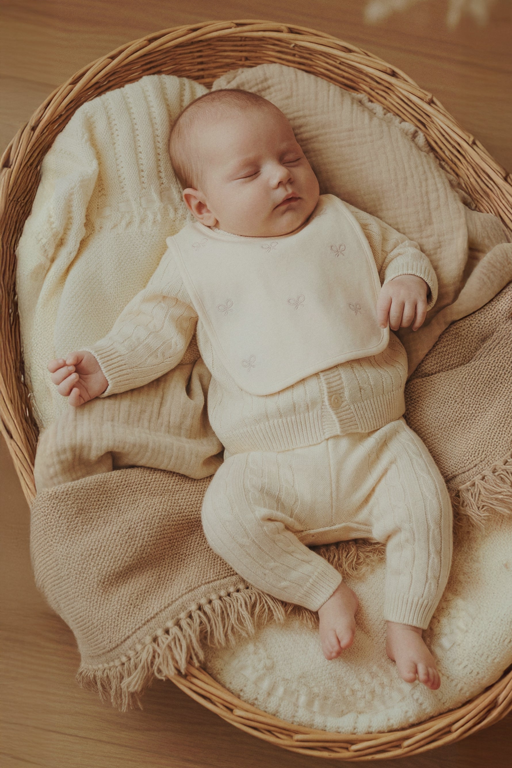 Bavoir bébé mini-raquette beige moyen