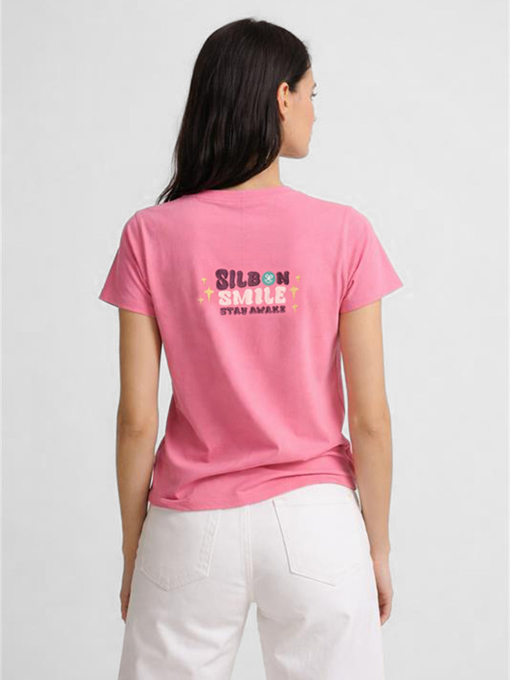 Camiseta woman silbon smile rosa