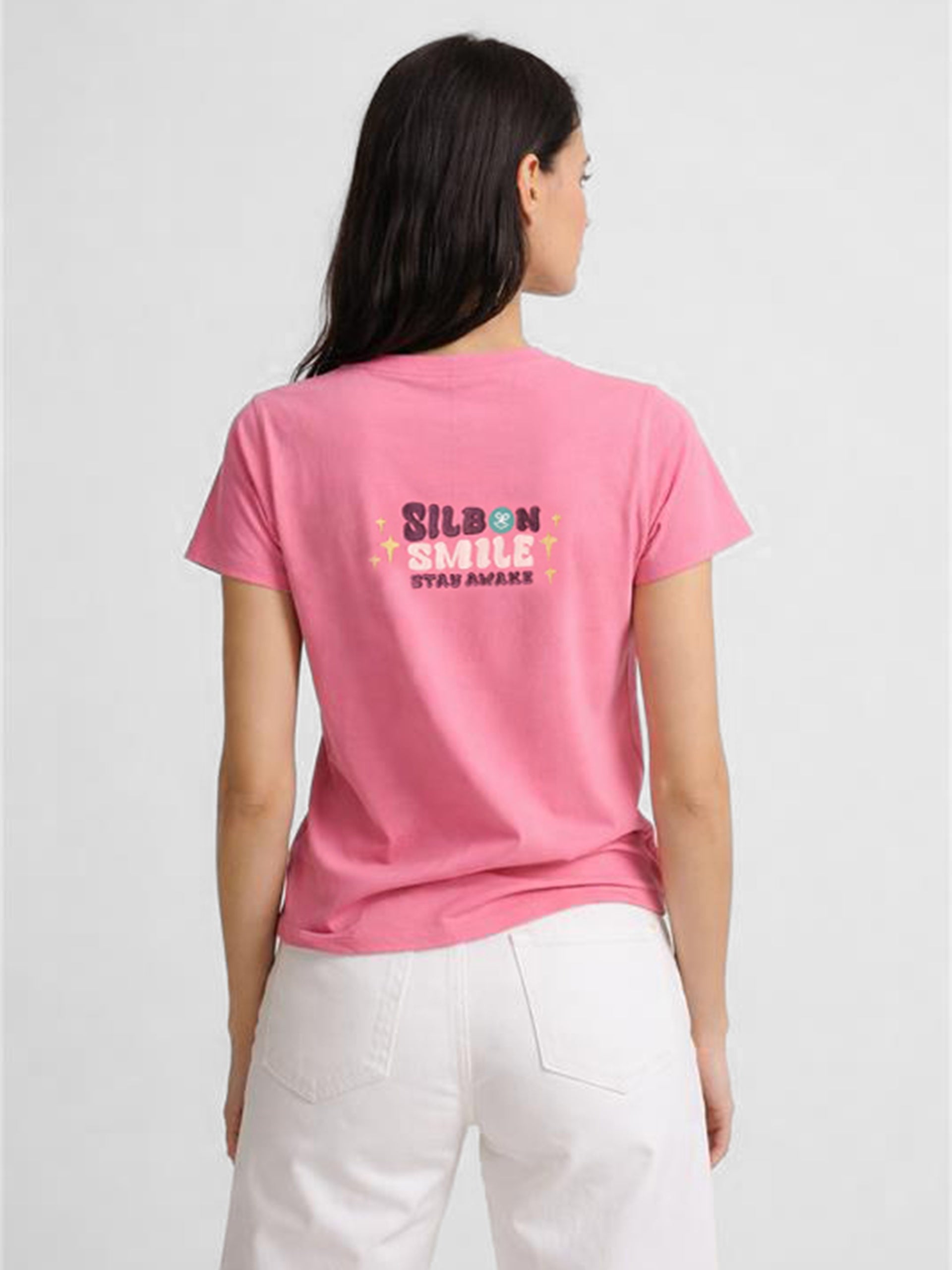 Camiseta woman silbon smile rosa