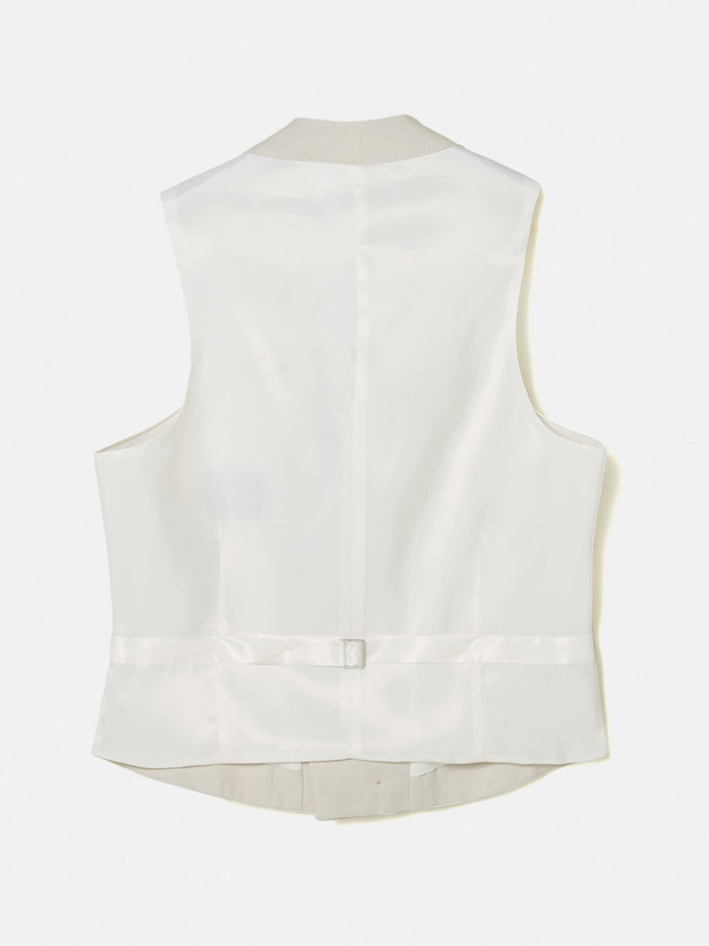 Chaleco chaque cuello redondo gris perla
