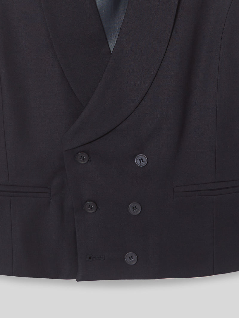 Gilet habillé stretch col rond bleu marine