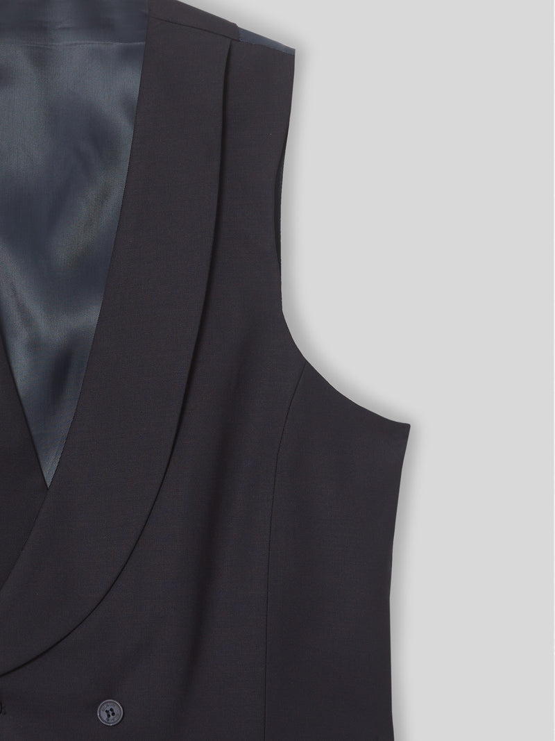 Gilet habillé stretch col rond bleu marine