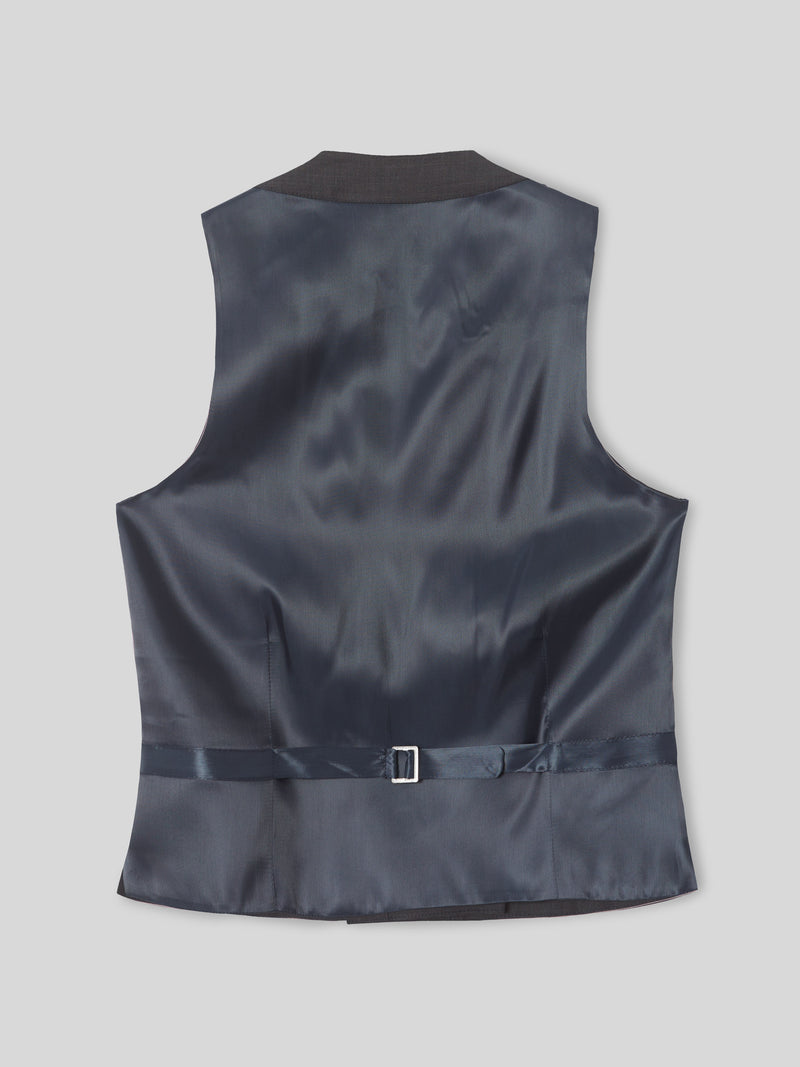 Chaleco vestir stretch cuello redondo gris