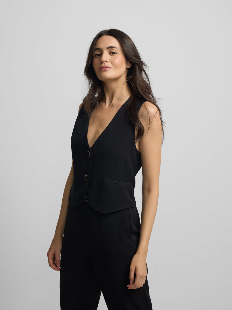 Gilet femme classique tailleur noir