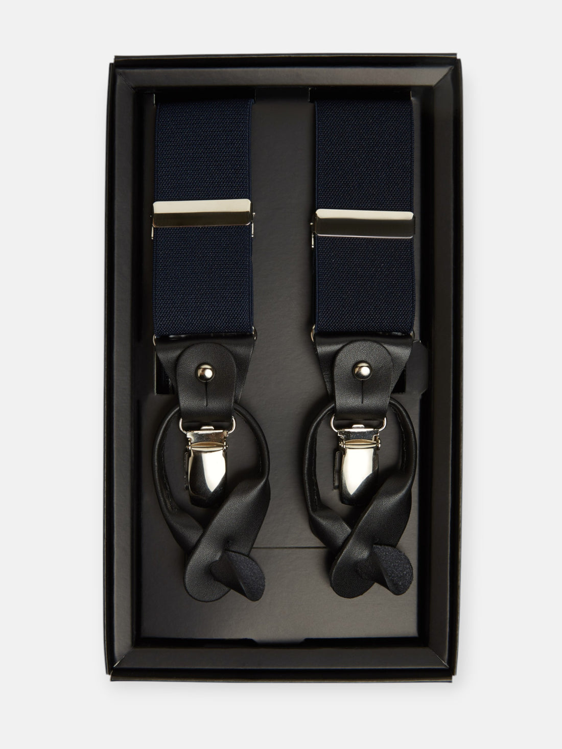Plain navy blue Silbon suspenders
