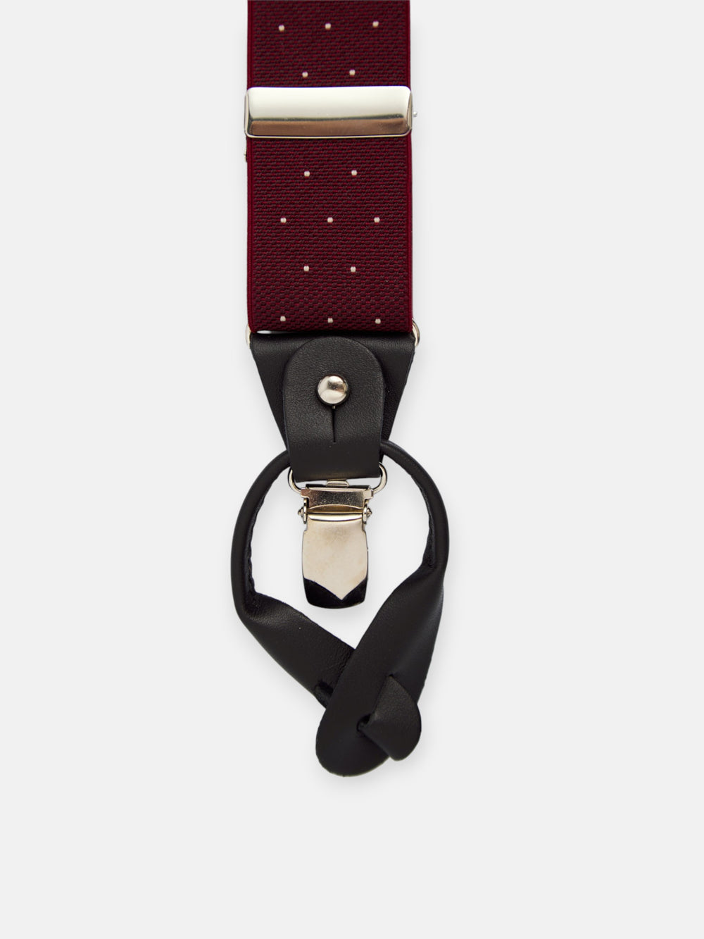Silbon burgundy polka dot suspenders